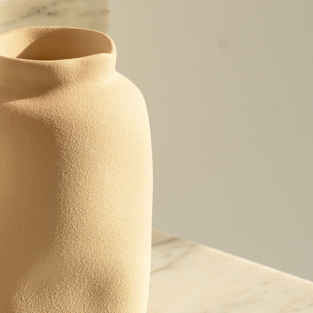 Vase en céramique texturée Dune beige - Grand format