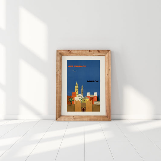 "Reproduction affiche vintage Air France Maroc (1959)"
