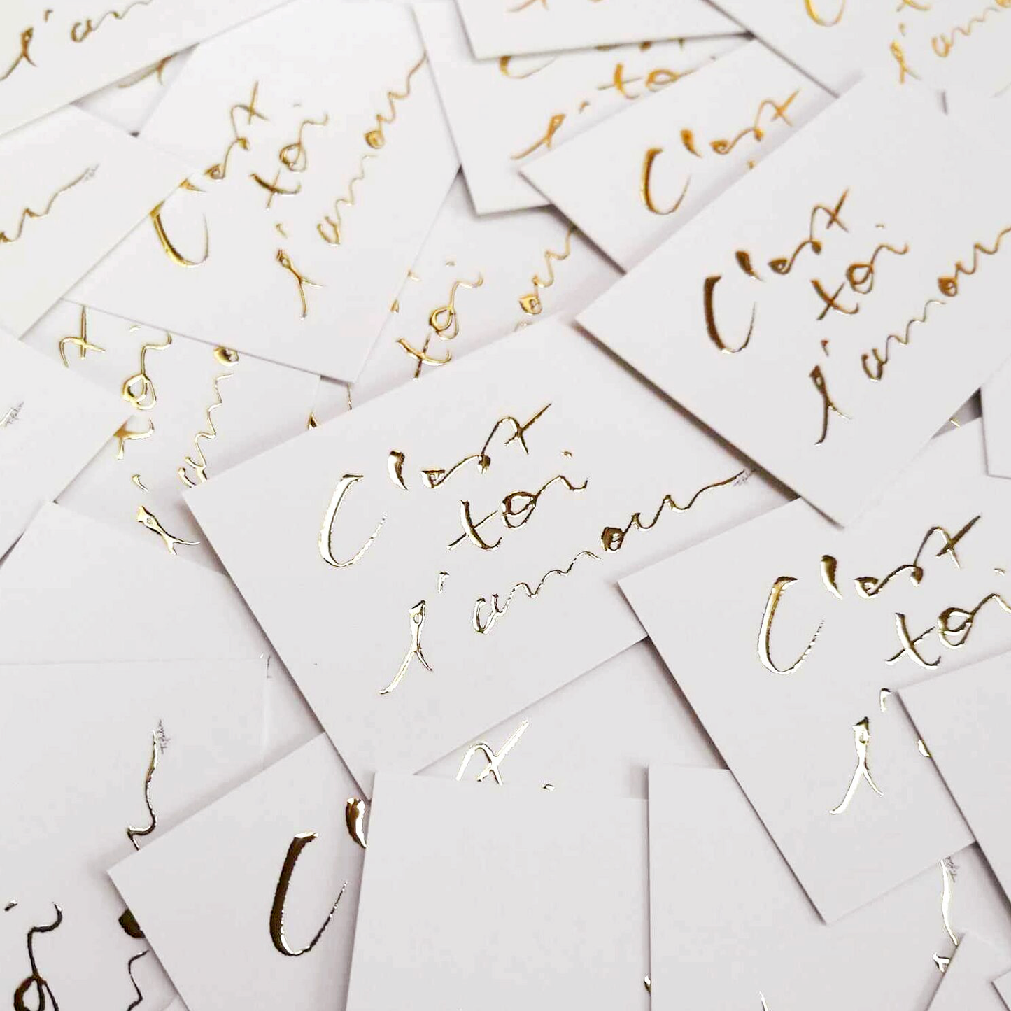 Mini carte "C'est toi l'amour" – Détails dorés