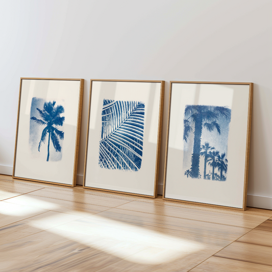Coffret "Bleu Tropical" - Trio d'affiches cyanotype