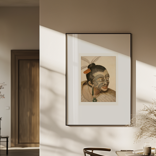 "Reproduction lithographie "Chef Māori" par Thomas Chambers"