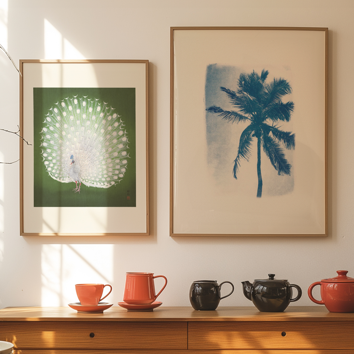 "Affiches Palmier de guadeloupe et paon majestueux