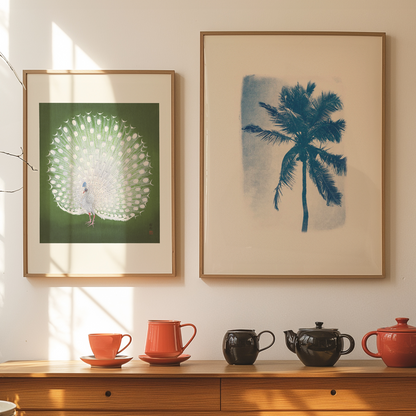 "Affiches Palmier de guadeloupe et paon majestueux