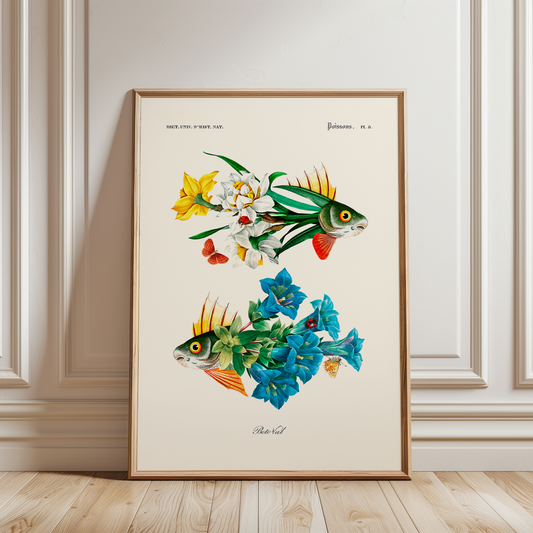 "Affiche surréaliste "Poissons Pl. 8." par Beto Val"