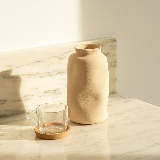 "Vase en céramique texturée Dune beige - Grand format"