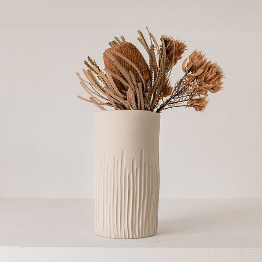 "Vase en céramique Stripe crème"