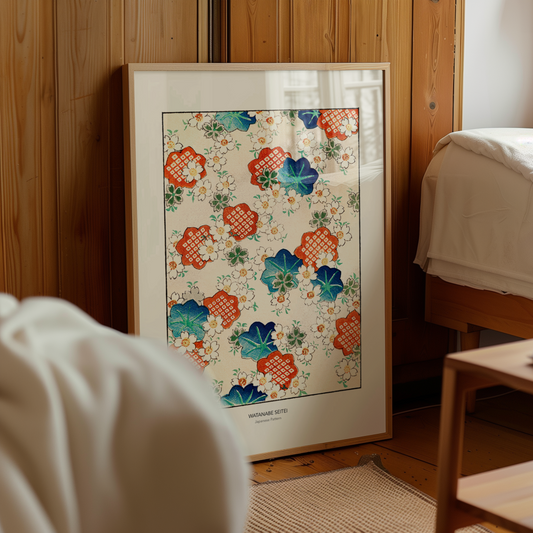 "Affiche "Japanese Pattern 9" par Watanabe Seitei sur sol"